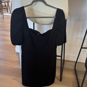 French Connection Elegant Black Puff Sleeve Mini Dress